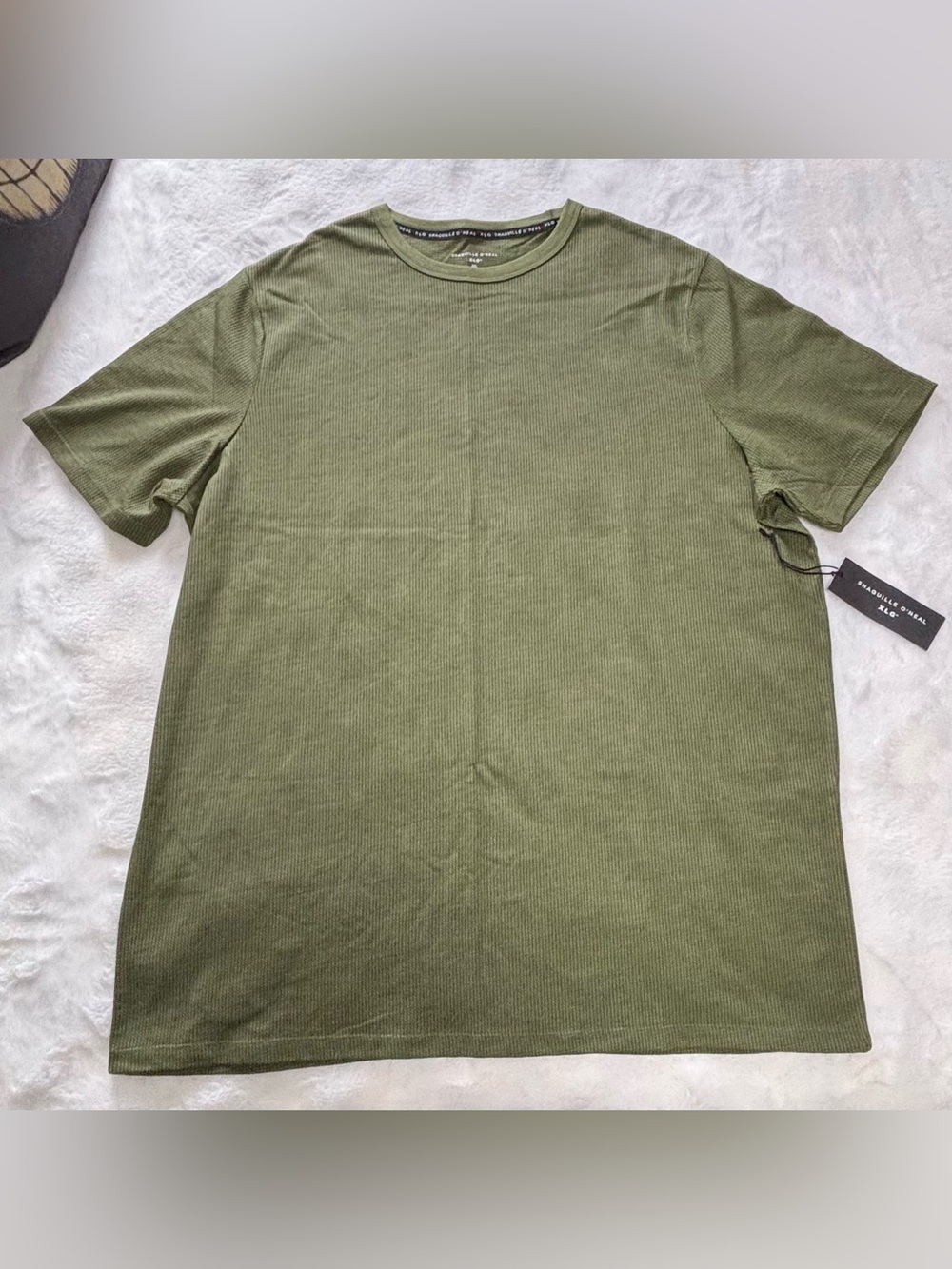 NWT Shaquille O'Neal XLG Textured Waffle Knit T-Shirt Green Black Men's Size 2XL